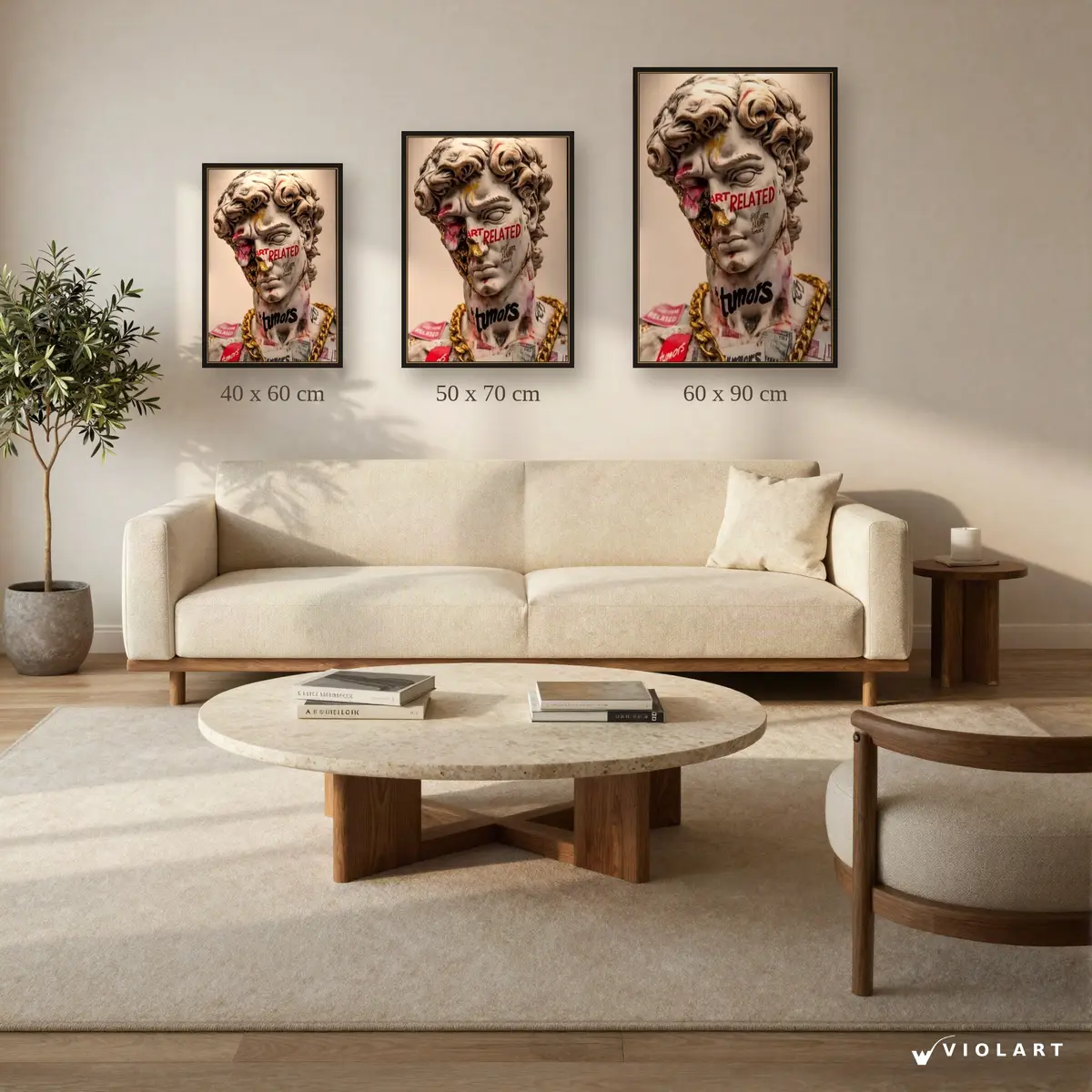 Art Related tablosu 40x60, 50x70 ve 60x90 cm ölçü karşılaştırması