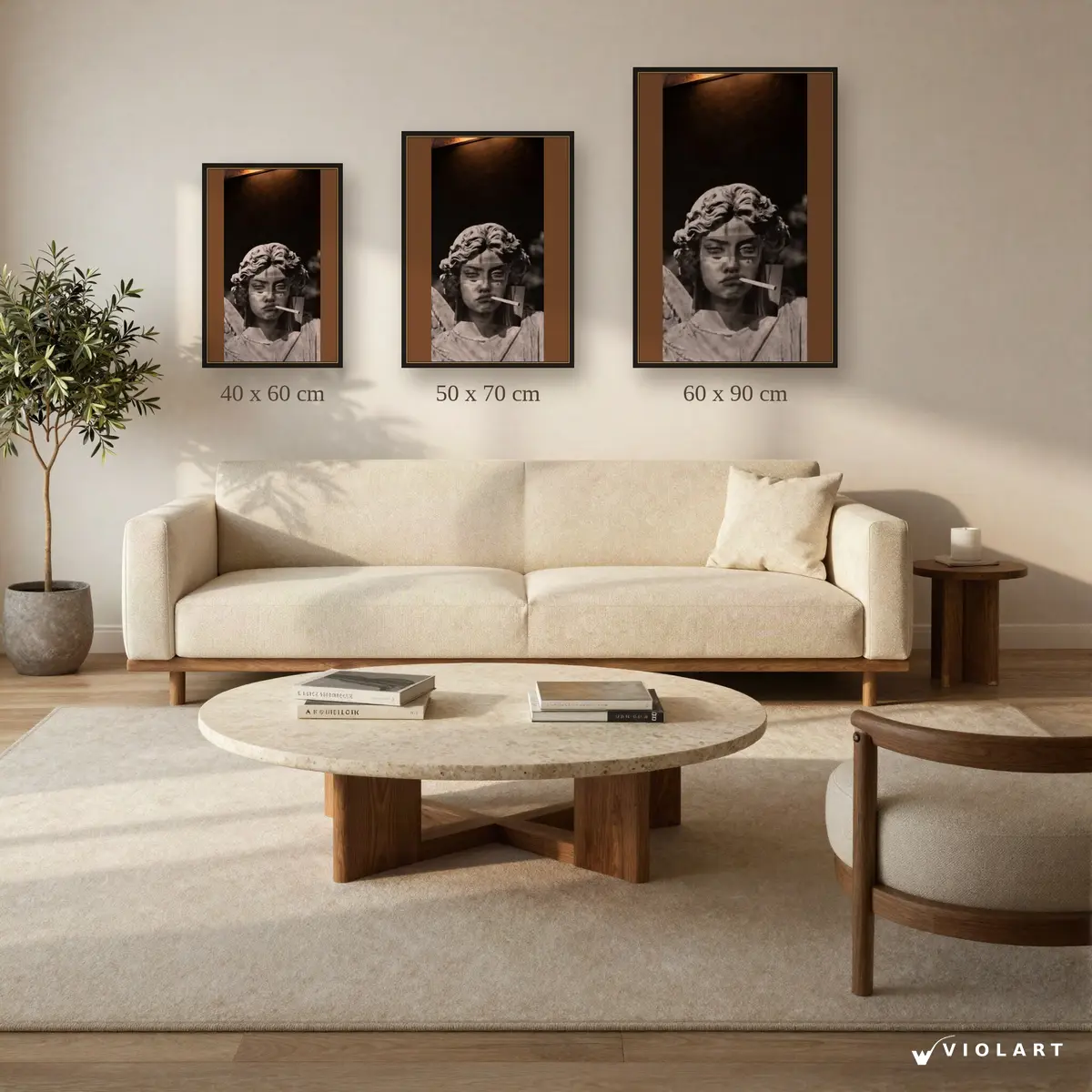 Cuara tablosu 40x60, 50x70 ve 60x90 cm ölçü karşılaştırması