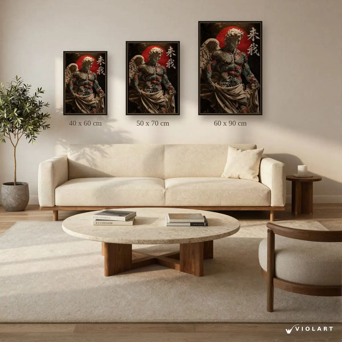 Divine Ink tablosu 40x60, 50x70 ve 60x90 cm ölçü karşılaştırması