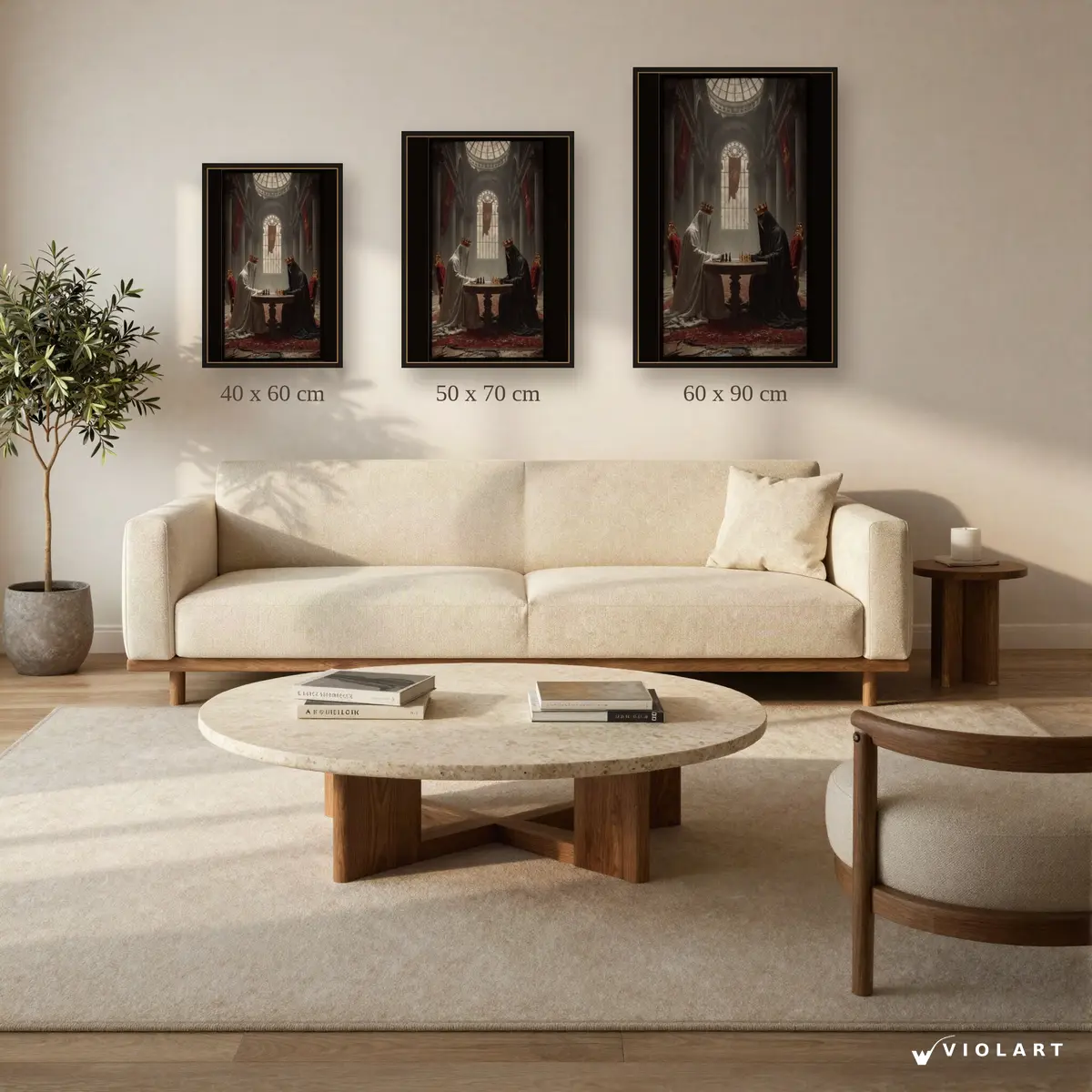 Şah-Mat tablosu 40x60, 50x70 ve 60x90 cm ölçü karşılaştırması