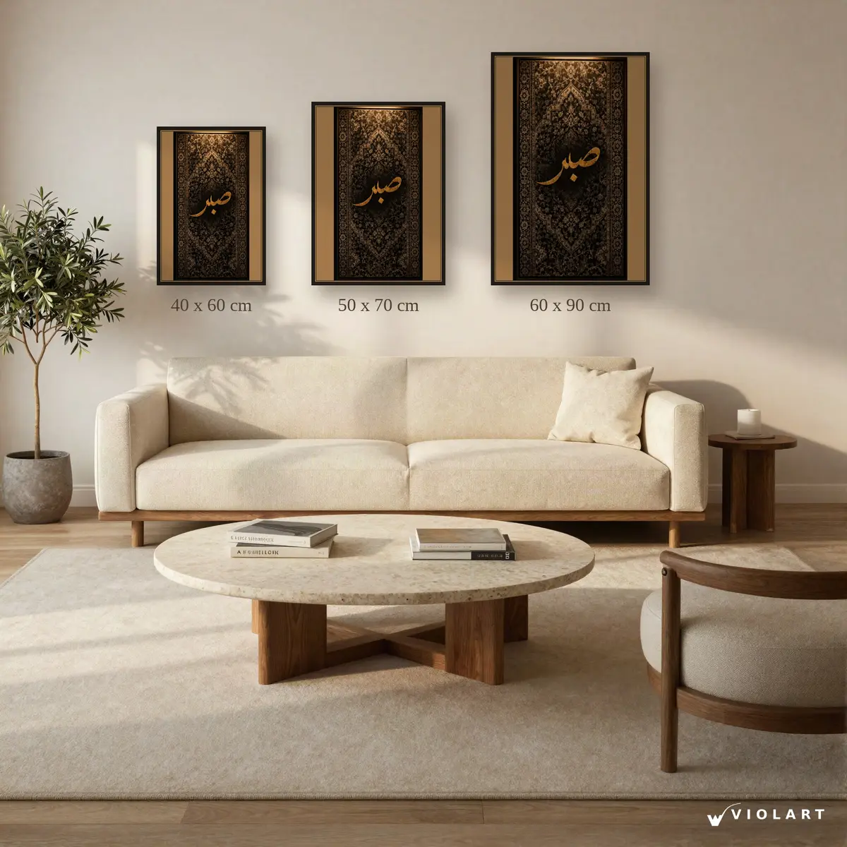 Sabır tablosu 40x60, 50x70 ve 60x90 cm ölçü karşılaştırması