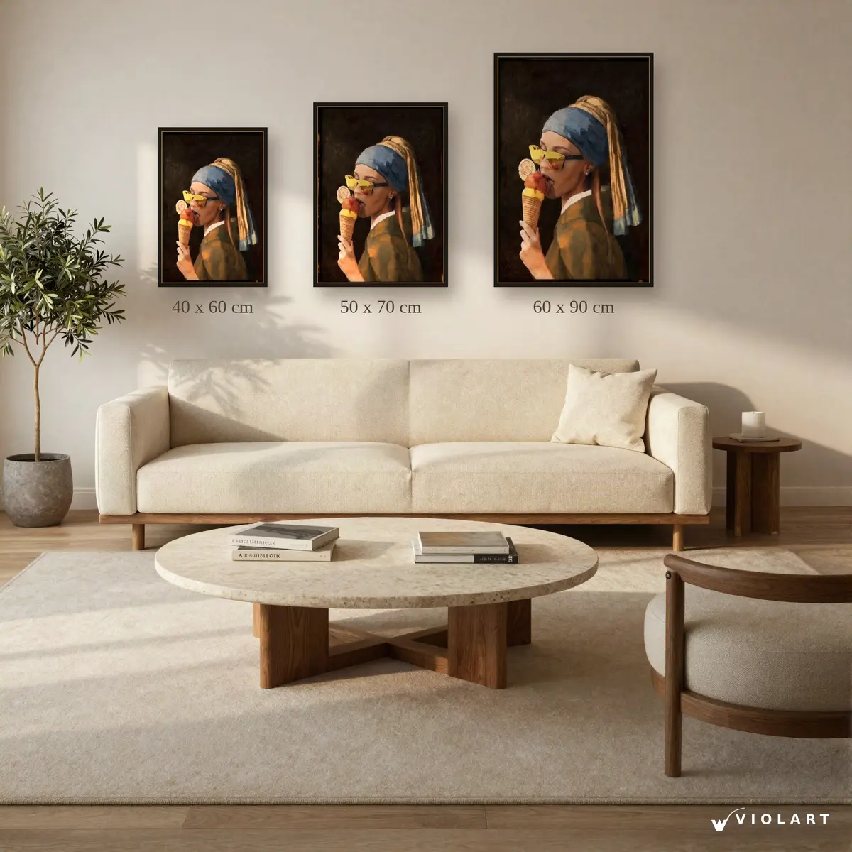 Dondurma Molası tablosu 40x60, 50x70 ve 60x90 cm ölçü karşılaştırması