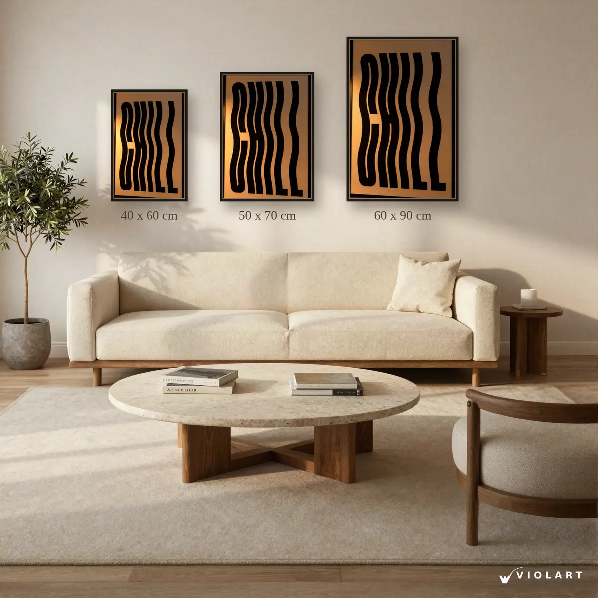 Chill tablosu 40x60, 50x70 ve 60x90 cm ölçü karşılaştırması