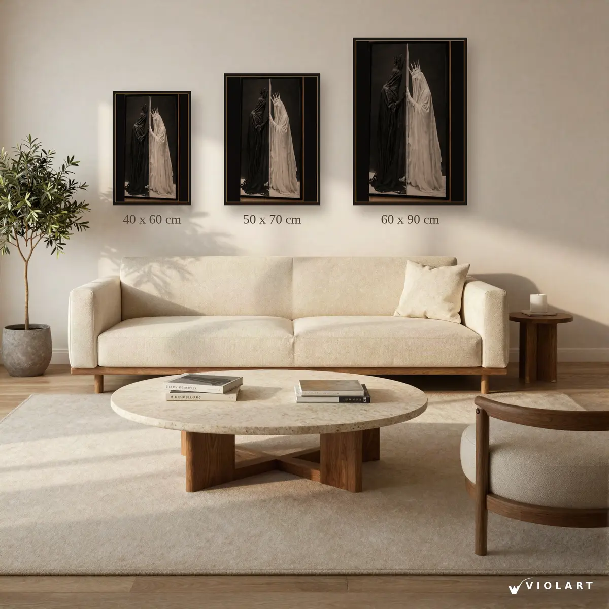 Duality tablosu 40x60, 50x70 ve 60x90 cm ölçü karşılaştırması