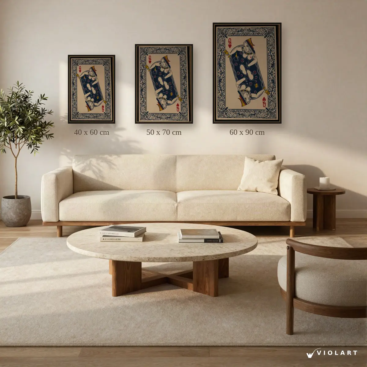 Kupa Kızı tablosu 40x60, 50x70 ve 60x90 cm ölçü karşılaştırması