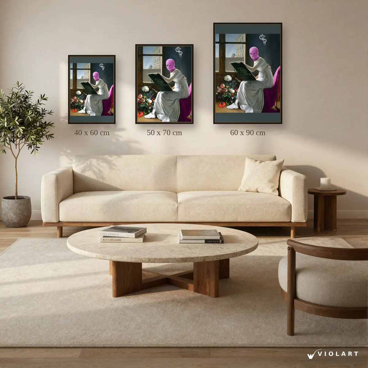 Modern İroni tablosu 40x60, 50x70 ve 60x90 cm ölçü karşılaştırması