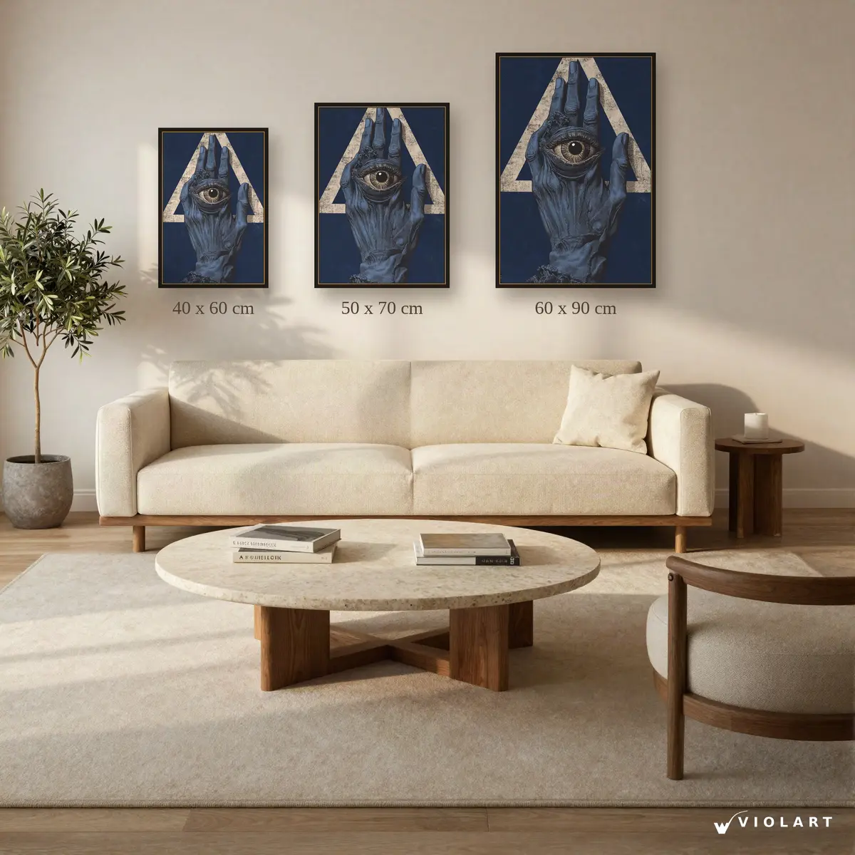 Üçüncü Göz tablosu 40x60, 50x70 ve 60x90 cm ölçü karşılaştırması