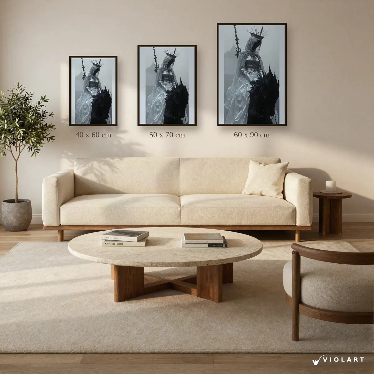 Karanlık Taht tablosu 40x60, 50x70 ve 60x90 cm ölçü karşılaştırması