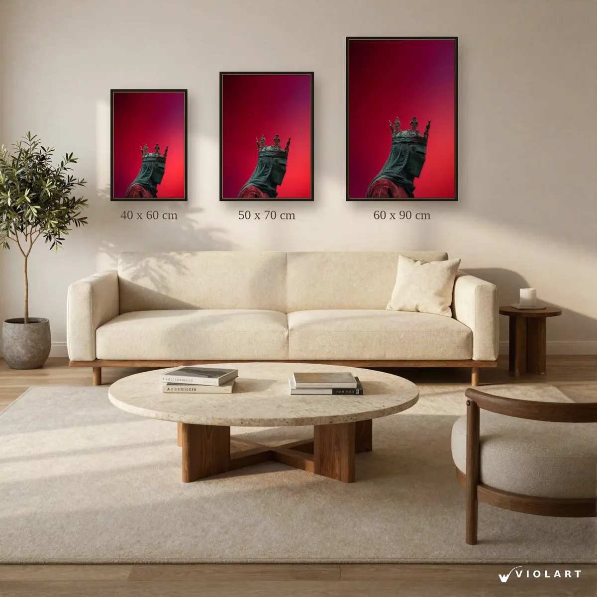 Kızıl Taht tablosu 40x60, 50x70 ve 60x90 cm ölçü karşılaştırması