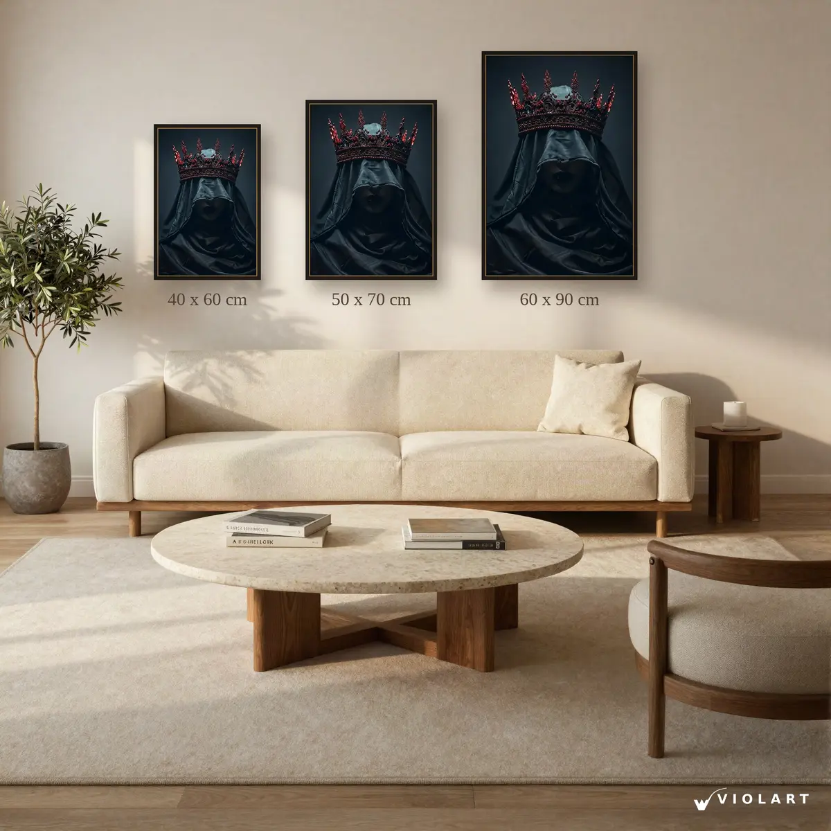 Karanlık Taç tablosu 40x60, 50x70 ve 60x90 cm ölçü karşılaştırması