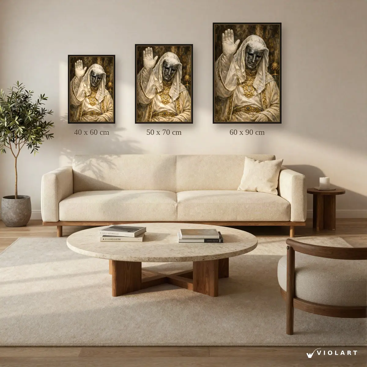 Altın Nöbetçi tablosu 40x60, 50x70 ve 60x90 cm ölçü karşılaştırması