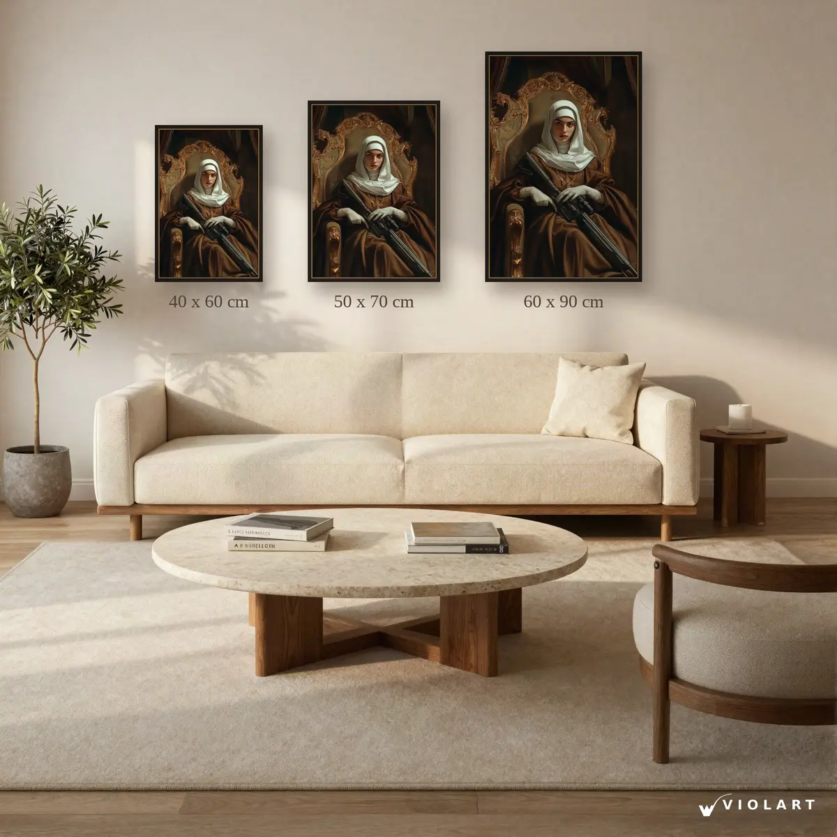 Altın Taht tablosu 40x60, 50x70 ve 60x90 cm ölçü karşılaştırması