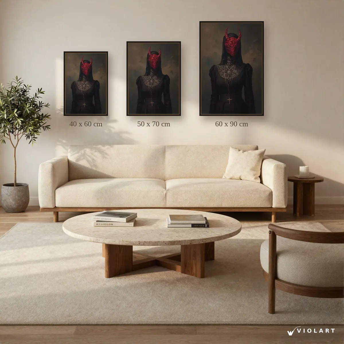 Kızıl Kehanet tablosu 40x60, 50x70 ve 60x90 cm ölçü karşılaştırması