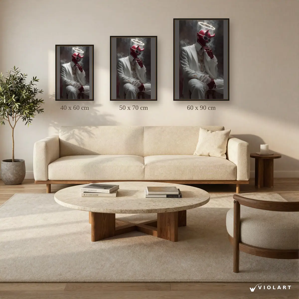 Kutsal Günah tablosu 40x60, 50x70 ve 60x90 cm ölçü karşılaştırması