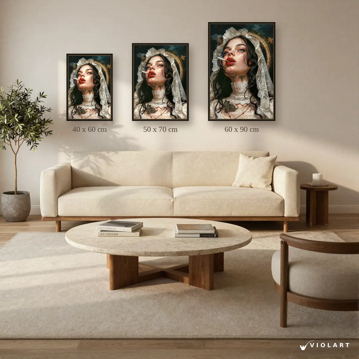 Kutsal Asi tablosu 40x60, 50x70 ve 60x90 cm ölçü karşılaştırması
