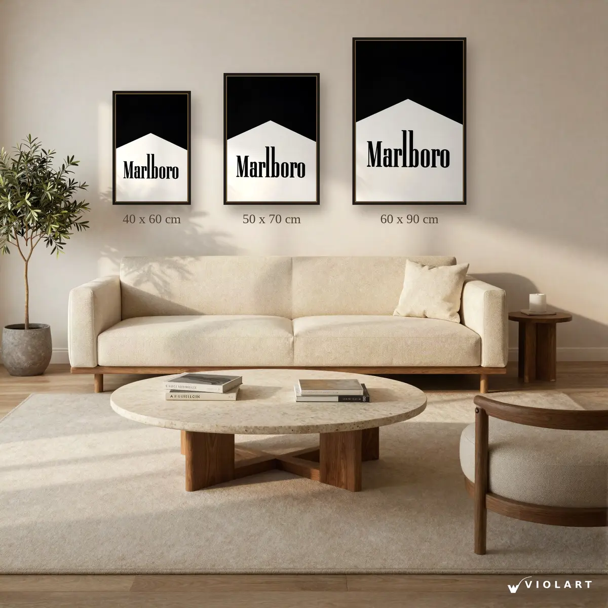 İkonik Çizgi tablosu 40x60, 50x70 ve 60x90 cm ölçü karşılaştırması