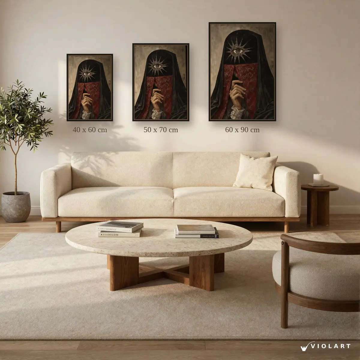 Kadim Göz tablosu 40x60, 50x70 ve 60x90 cm ölçü karşılaştırması