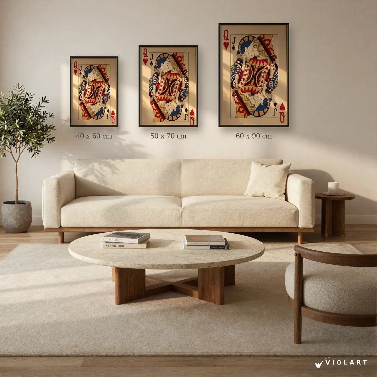 Tutkunun Kartı tablosu 40x60, 50x70 ve 60x90 cm ölçü karşılaştırması