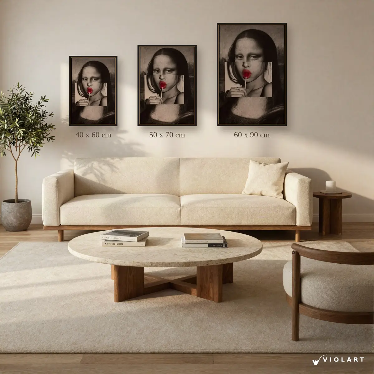 Tatlı İsyan tablosu 40x60, 50x70 ve 60x90 cm ölçü karşılaştırması