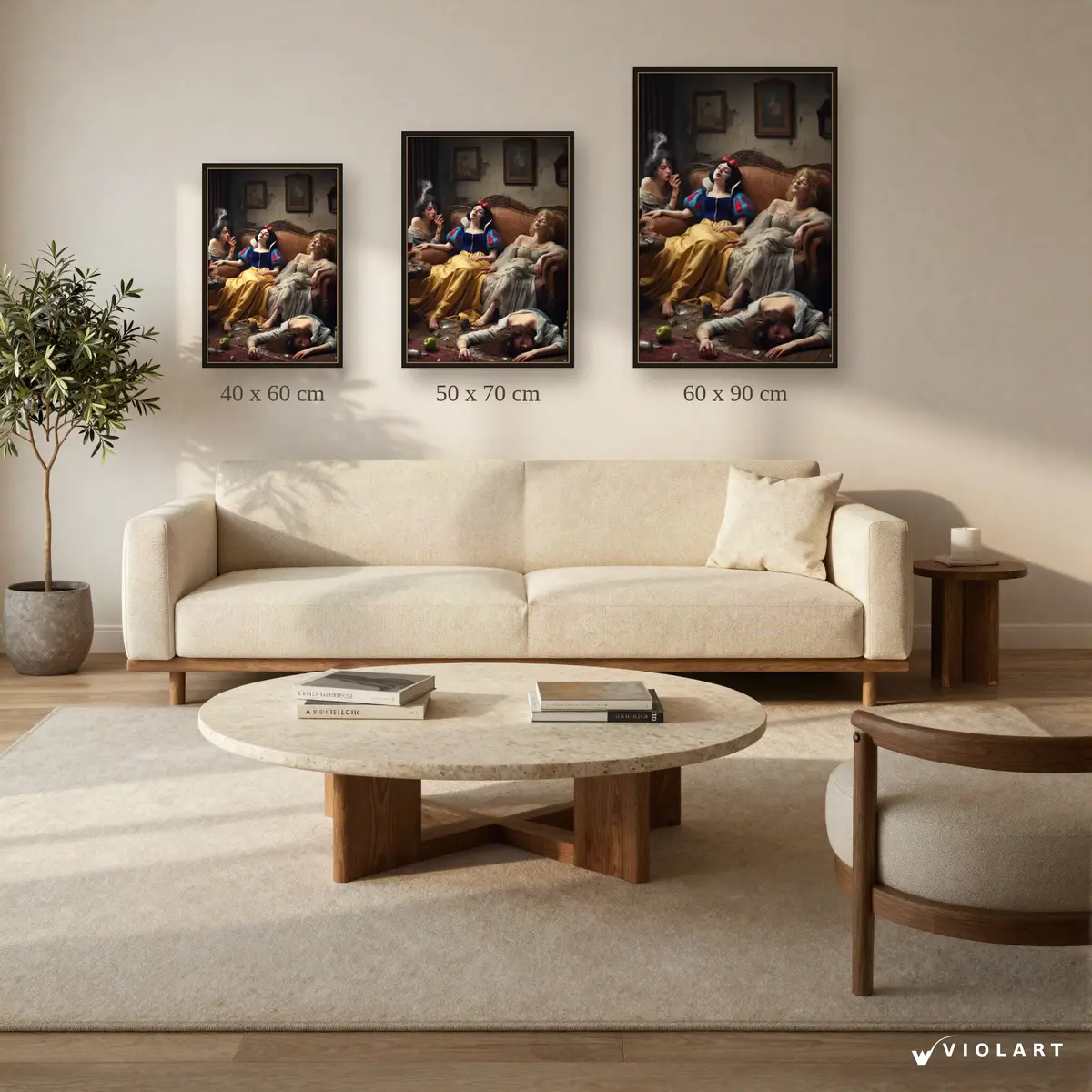 Masalların Çöküşü tablosu 40x60, 50x70 ve 60x90 cm ölçü karşılaştırması