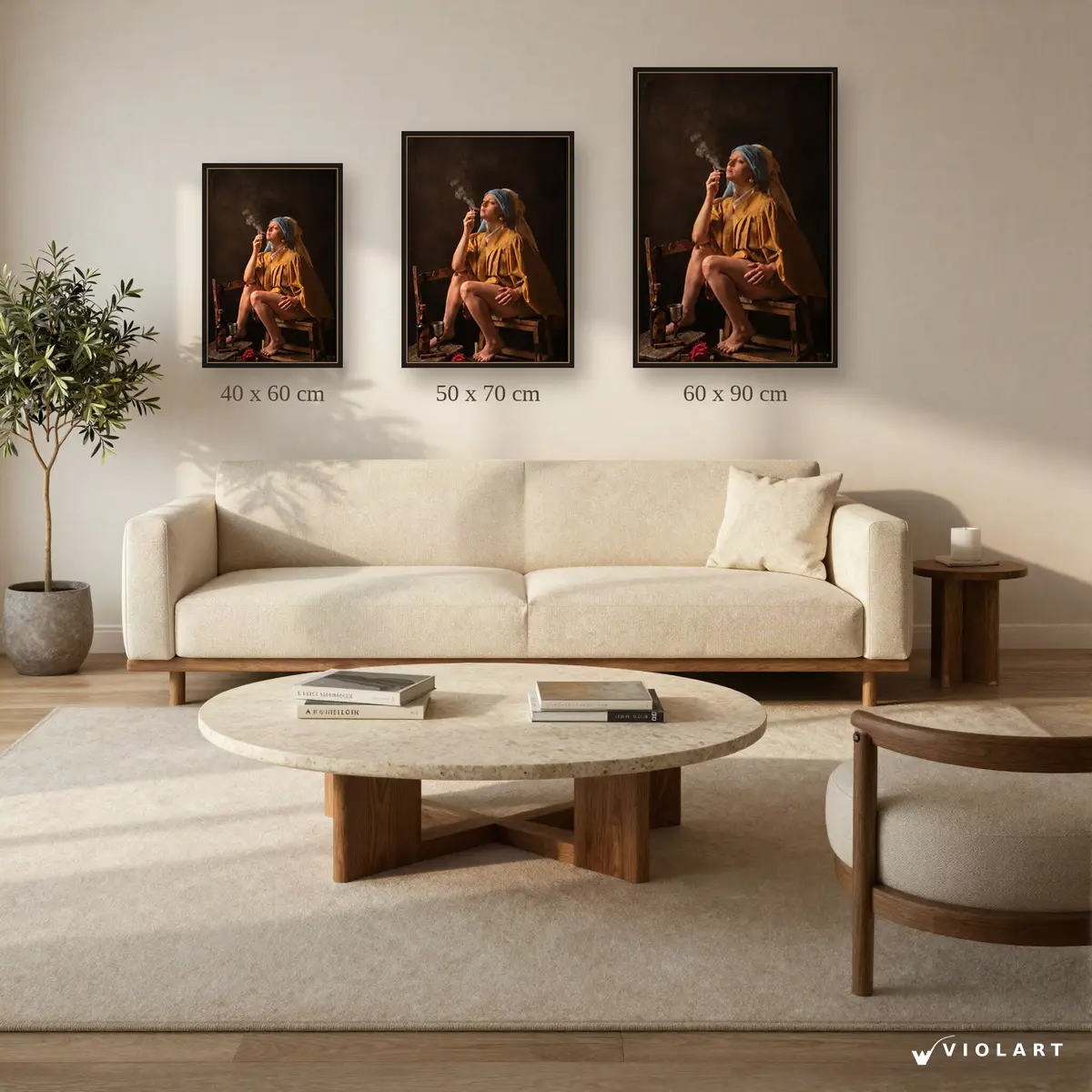 Sessiz Haz tablosu 40x60, 50x70 ve 60x90 cm ölçü karşılaştırması