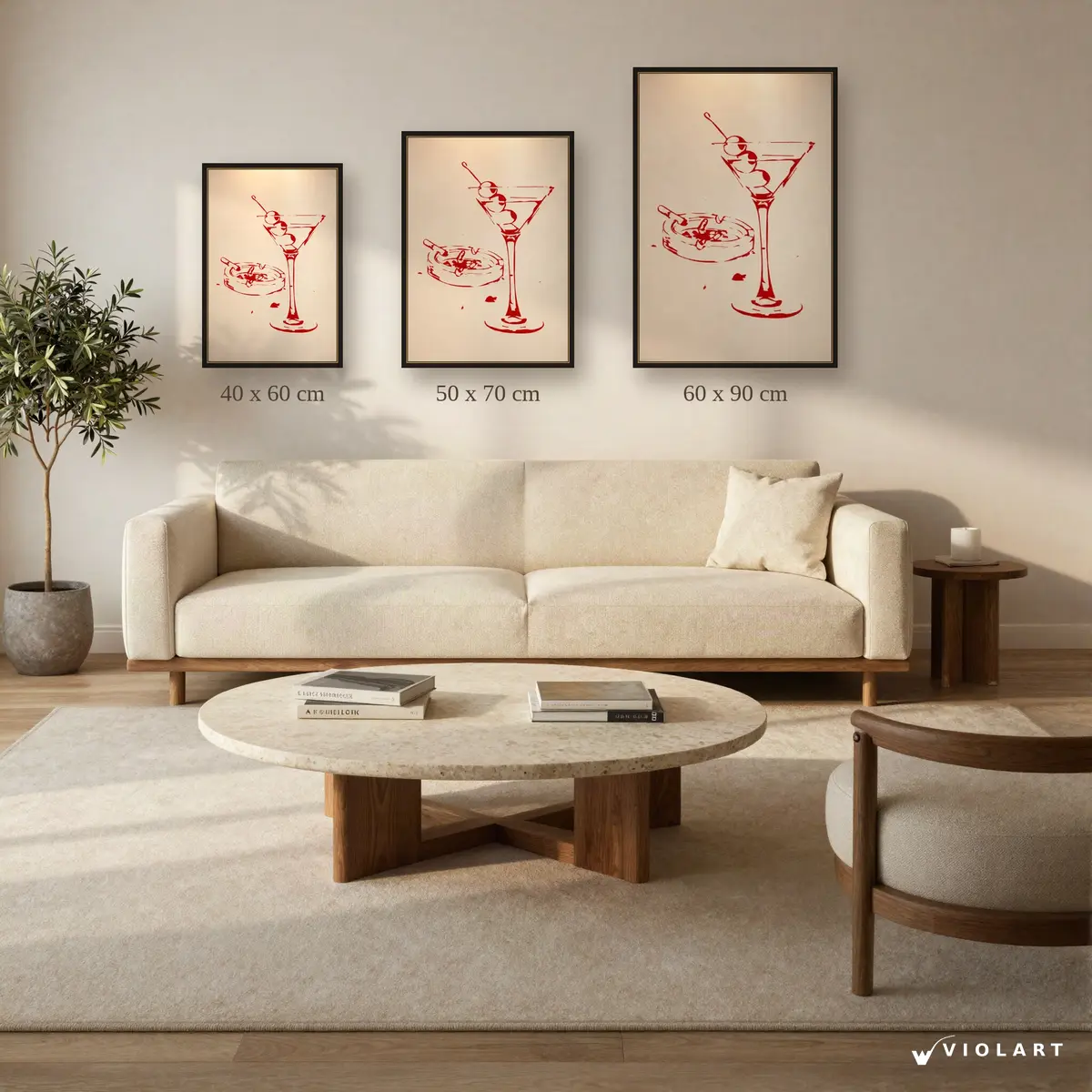 Kırmızı Dokunuş tablosu 40x60, 50x70 ve 60x90 cm ölçü karşılaştırması
