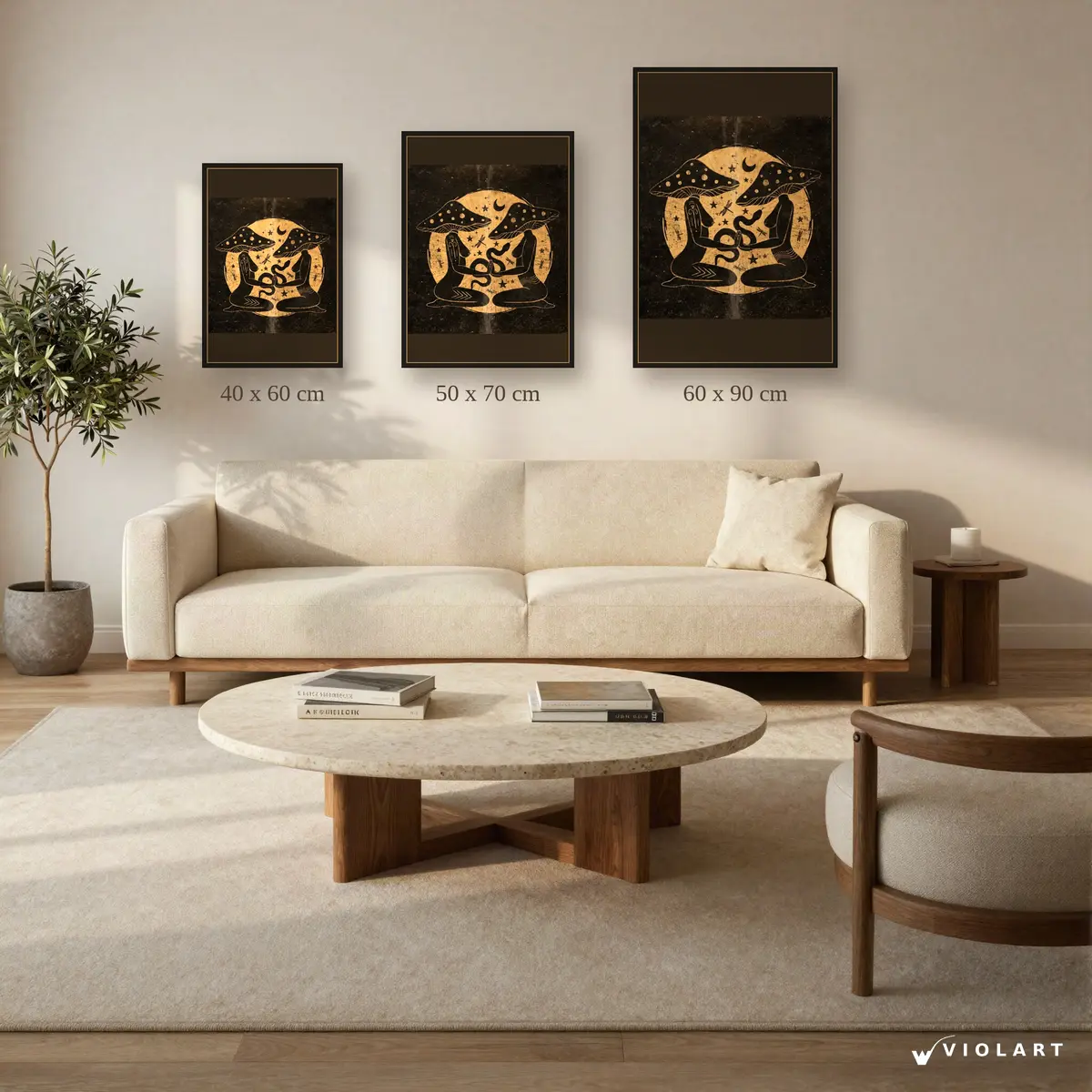 Ayın Ritüeli tablosu 40x60, 50x70 ve 60x90 cm ölçü karşılaştırması