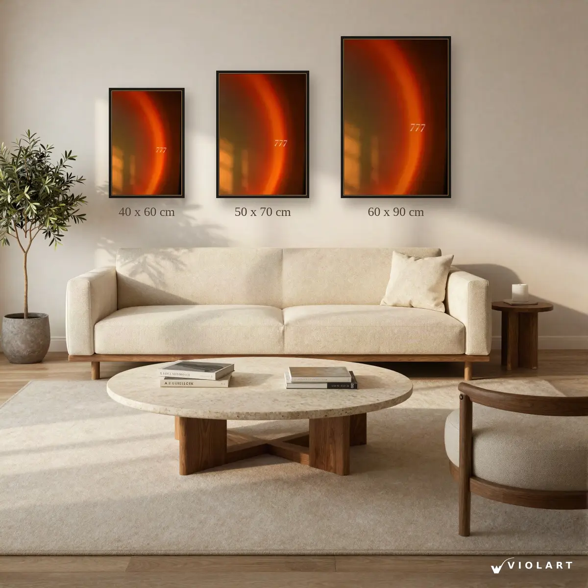 777 tablosu 40x60, 50x70 ve 60x90 cm ölçü karşılaştırması