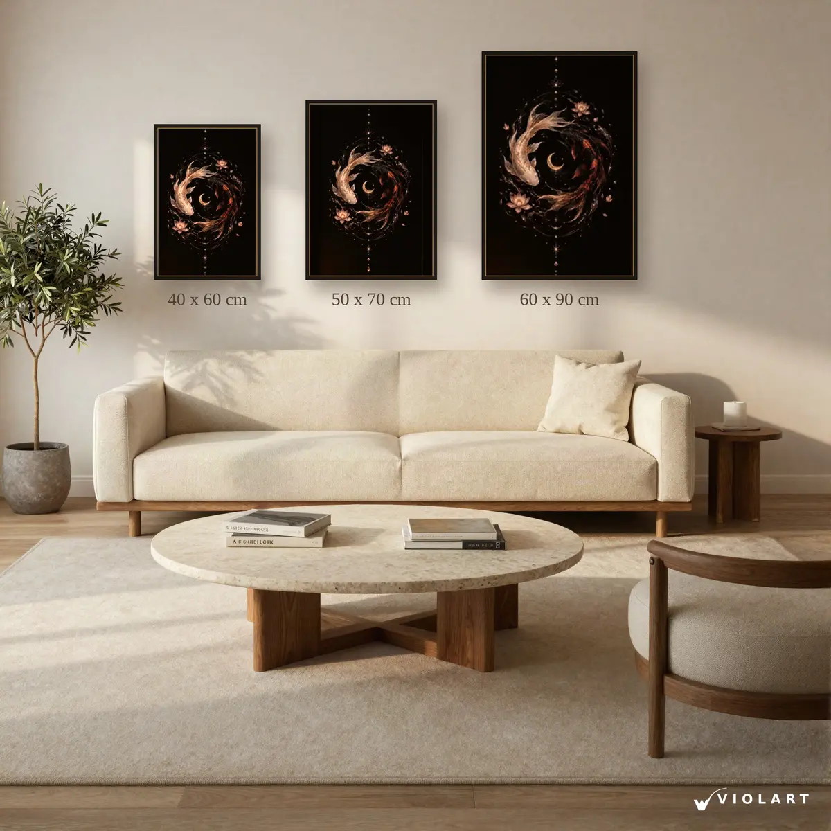 Döngü tablosu 40x60, 50x70 ve 60x90 cm ölçü karşılaştırması