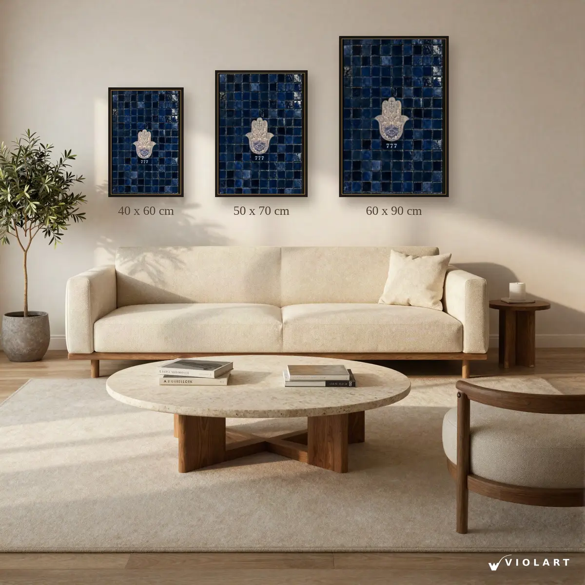 Mavi Tılsım tablosu 40x60, 50x70 ve 60x90 cm ölçü karşılaştırması