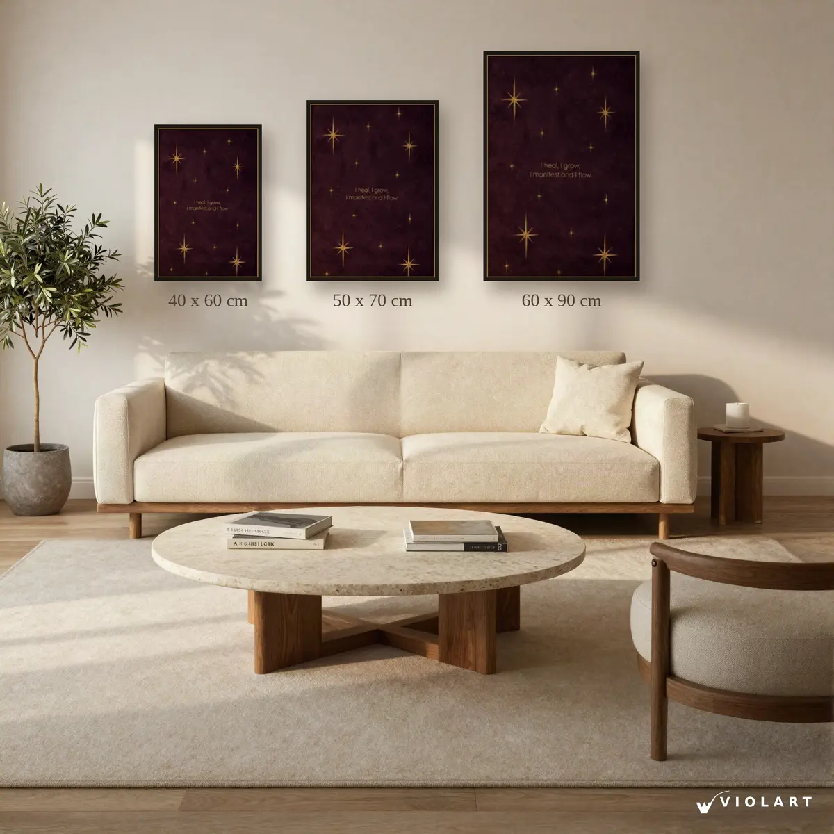 Niyetin Işığı tablosu 40x60, 50x70 ve 60x90 cm ölçü karşılaştırması