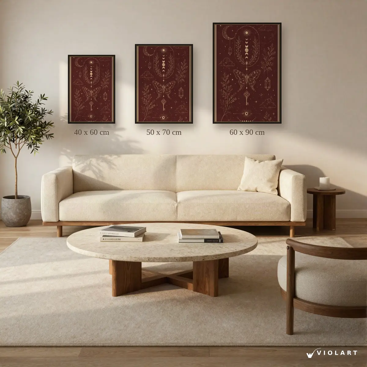 Kadim Sırlar tablosu 40x60, 50x70 ve 60x90 cm ölçü karşılaştırması