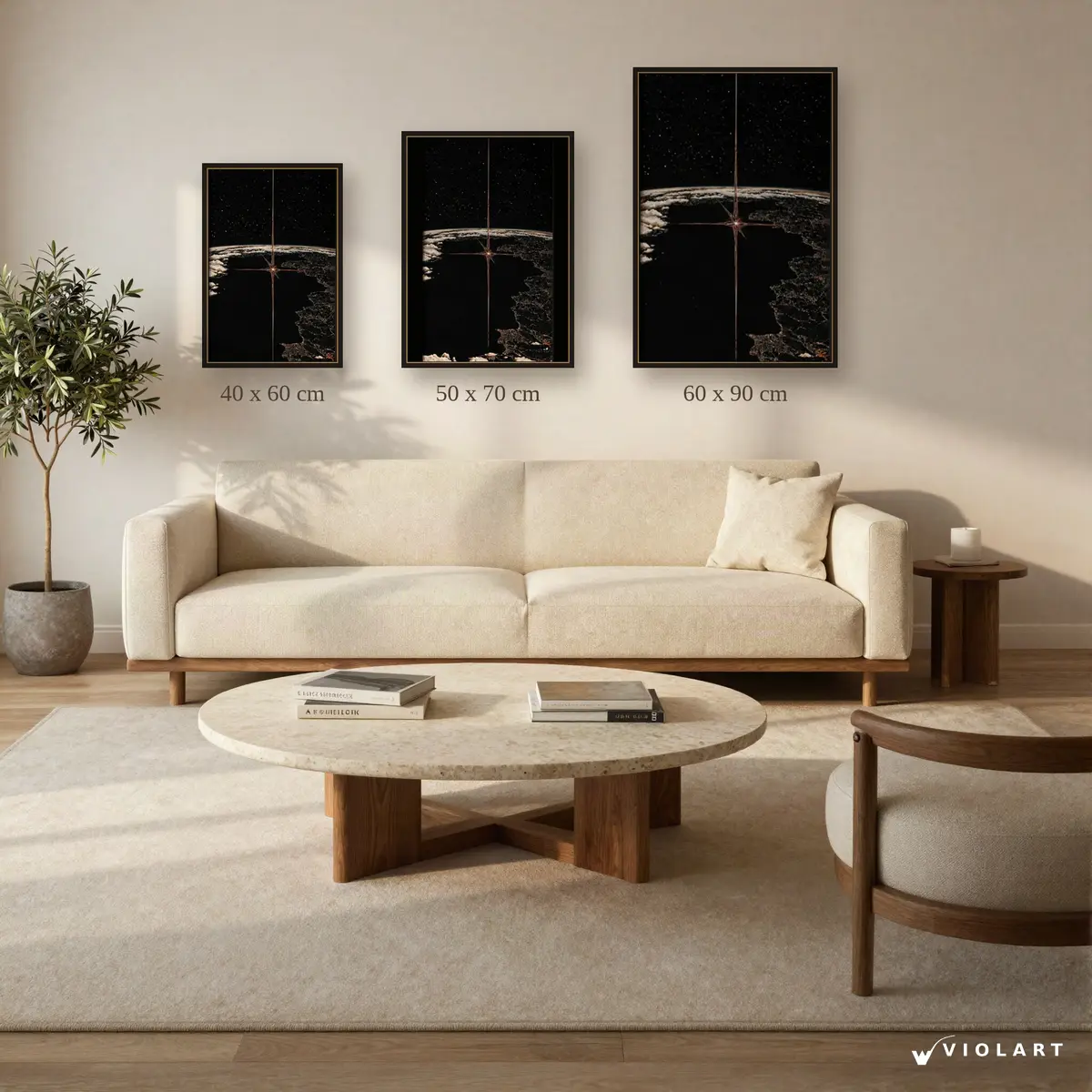 Ufkun Ötesinde tablosu 40x60, 50x70 ve 60x90 cm ölçü karşılaştırması