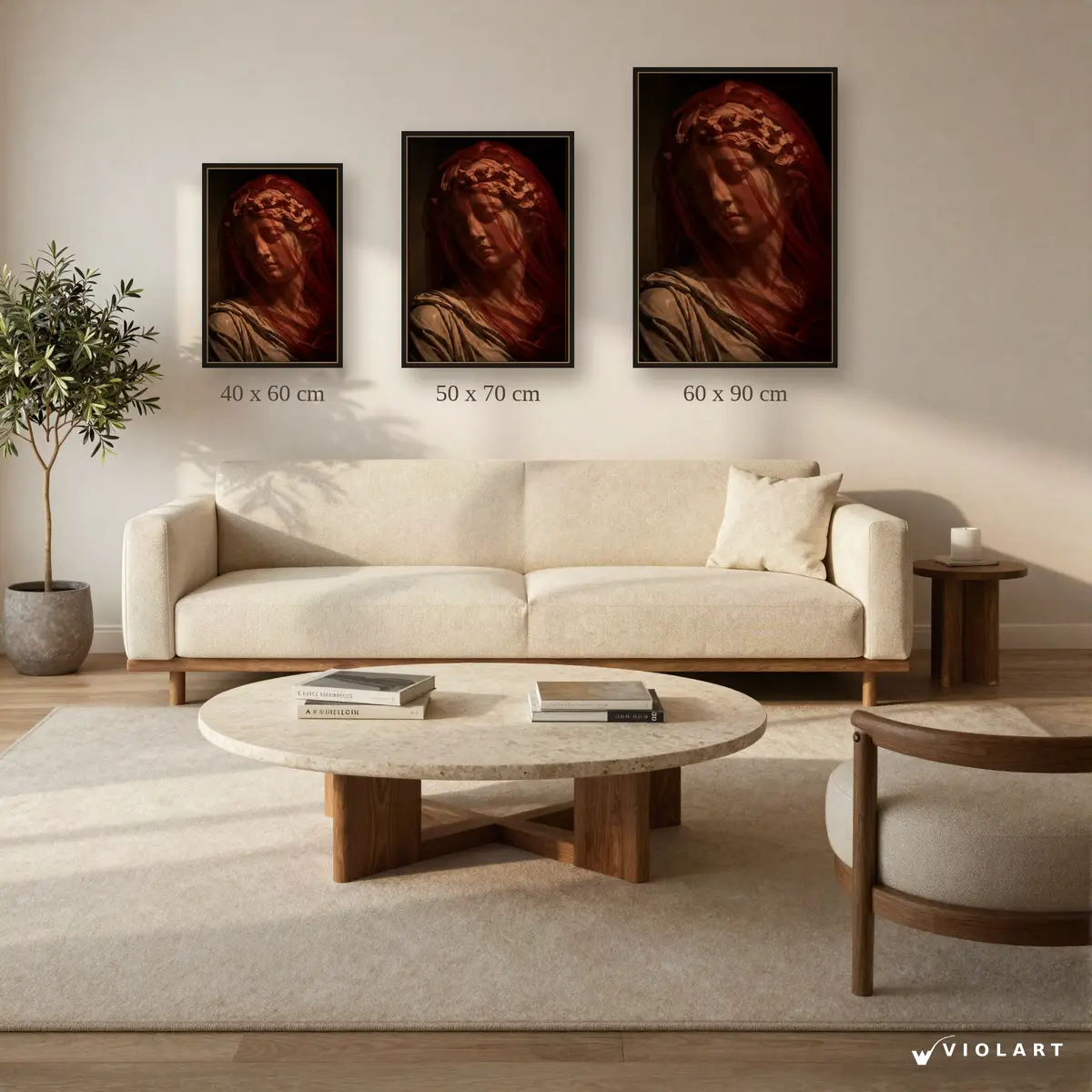 Saklı Suret tablosu 40x60, 50x70 ve 60x90 cm ölçü karşılaştırması