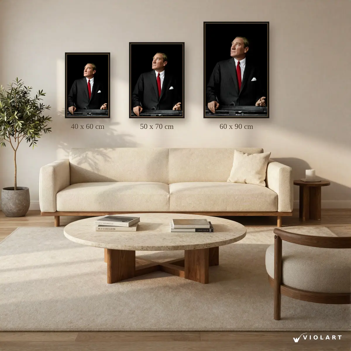 Kırmızı İmza tablosu 40x60, 50x70 ve 60x90 cm ölçü karşılaştırması