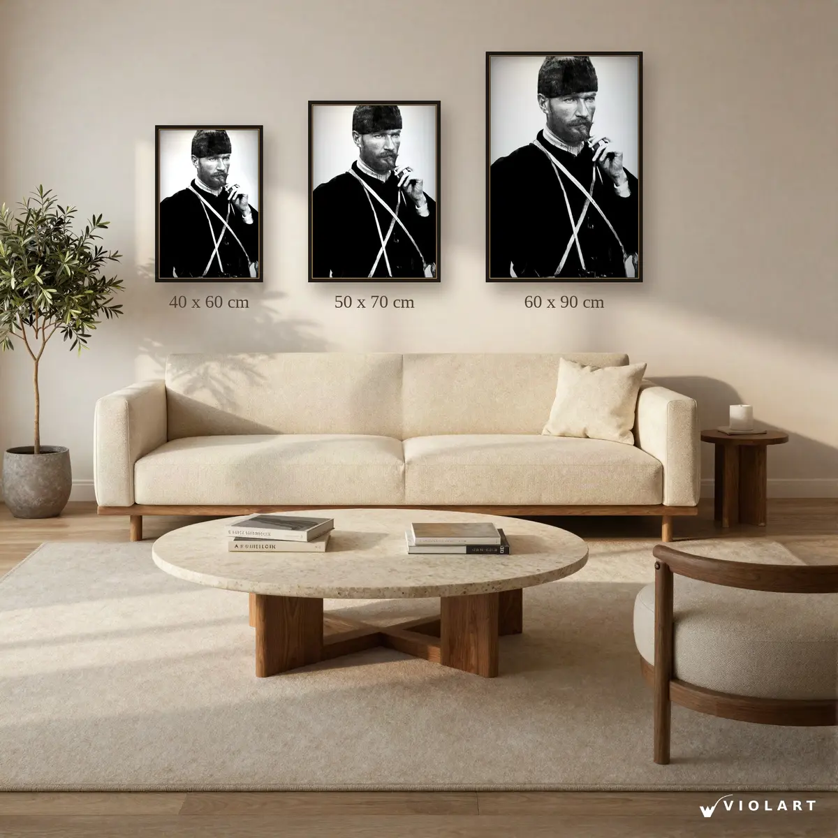 Sarsılmaz Duruş tablosu 40x60, 50x70 ve 60x90 cm ölçü karşılaştırması