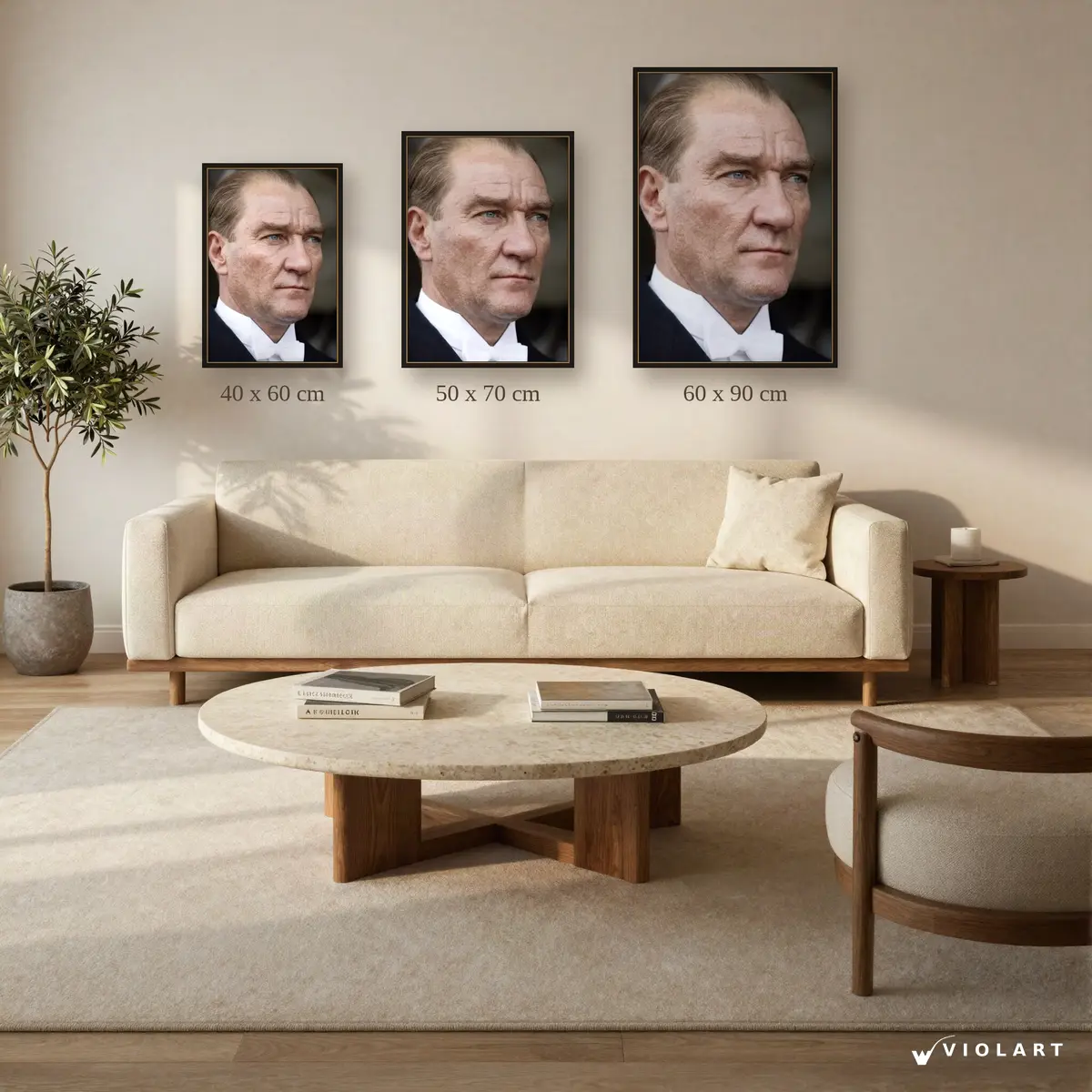 Bir Milletin Yüzü tablosu 40x60, 50x70 ve 60x90 cm ölçü karşılaştırması