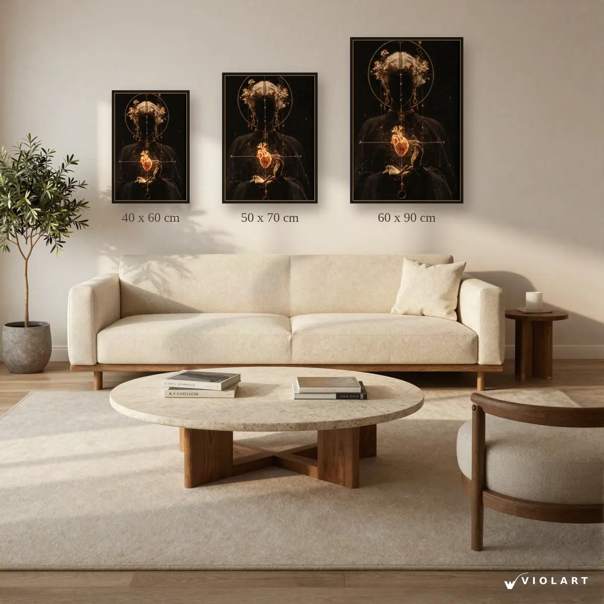 İçsel Pusula tablosu 40x60, 50x70 ve 60x90 cm ölçü karşılaştırması