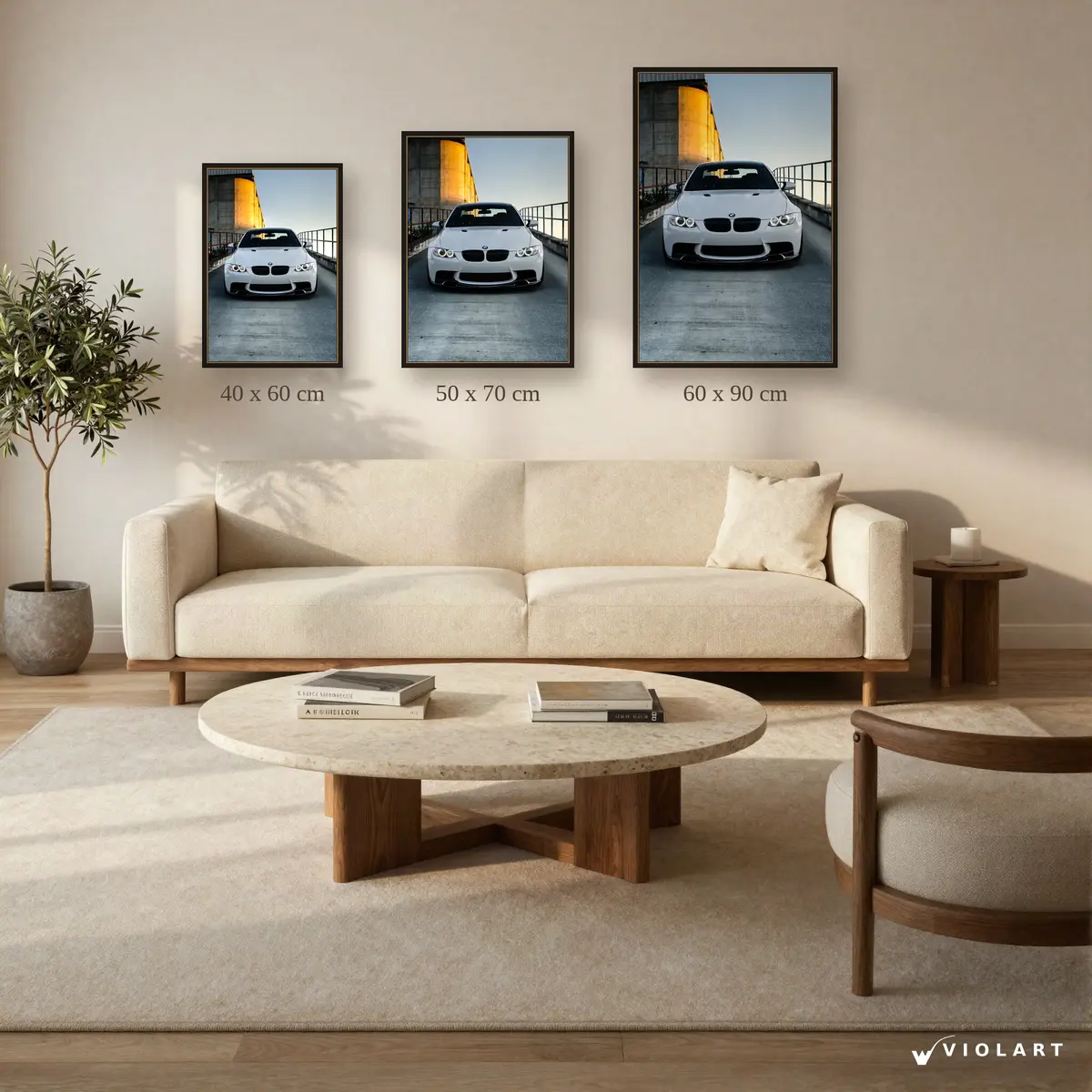 BMW E92 M3 tablosu 40x60, 50x70 ve 60x90 cm ölçü karşılaştırması