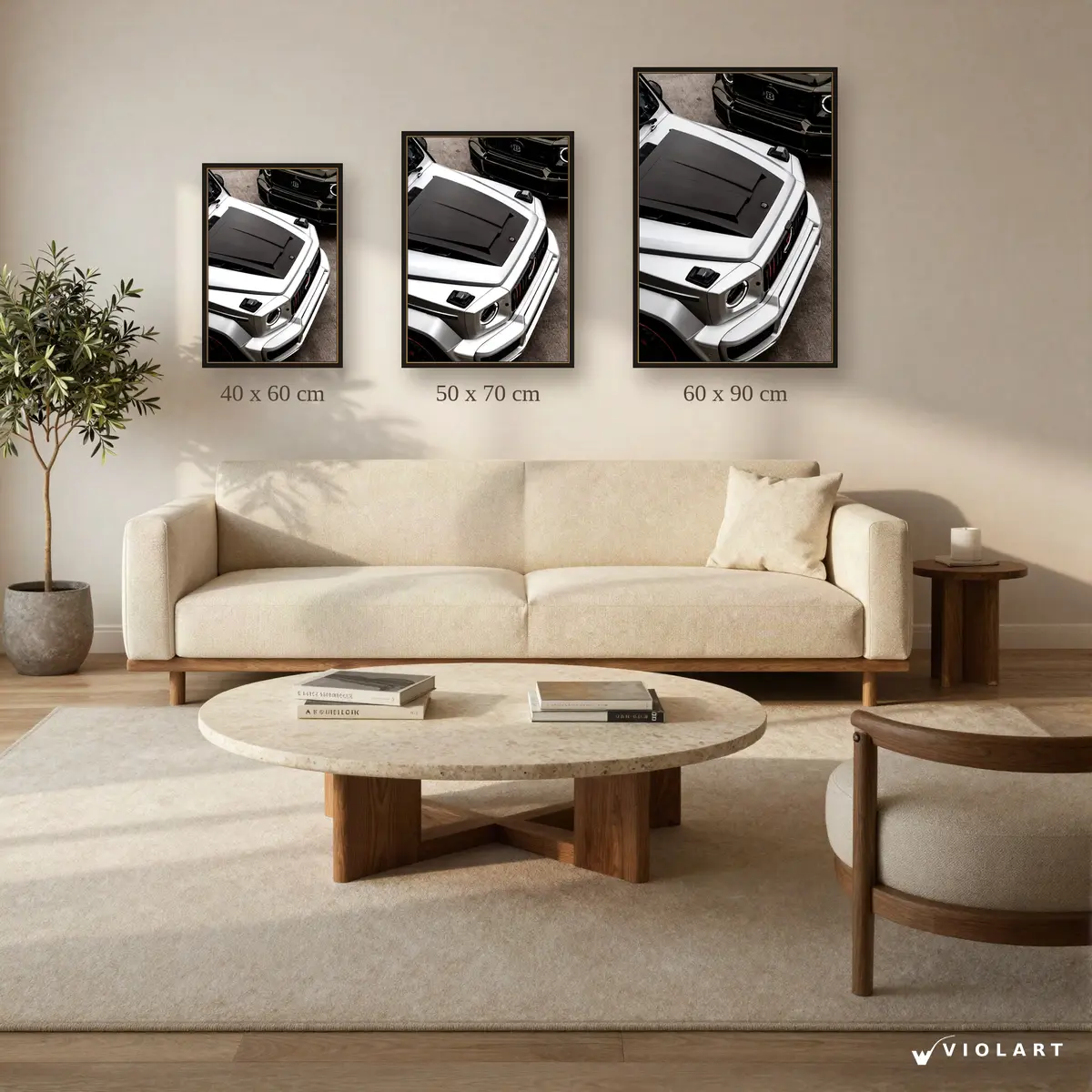 Brabus Duo tablosu 40x60, 50x70 ve 60x90 cm ölçü karşılaştırması
