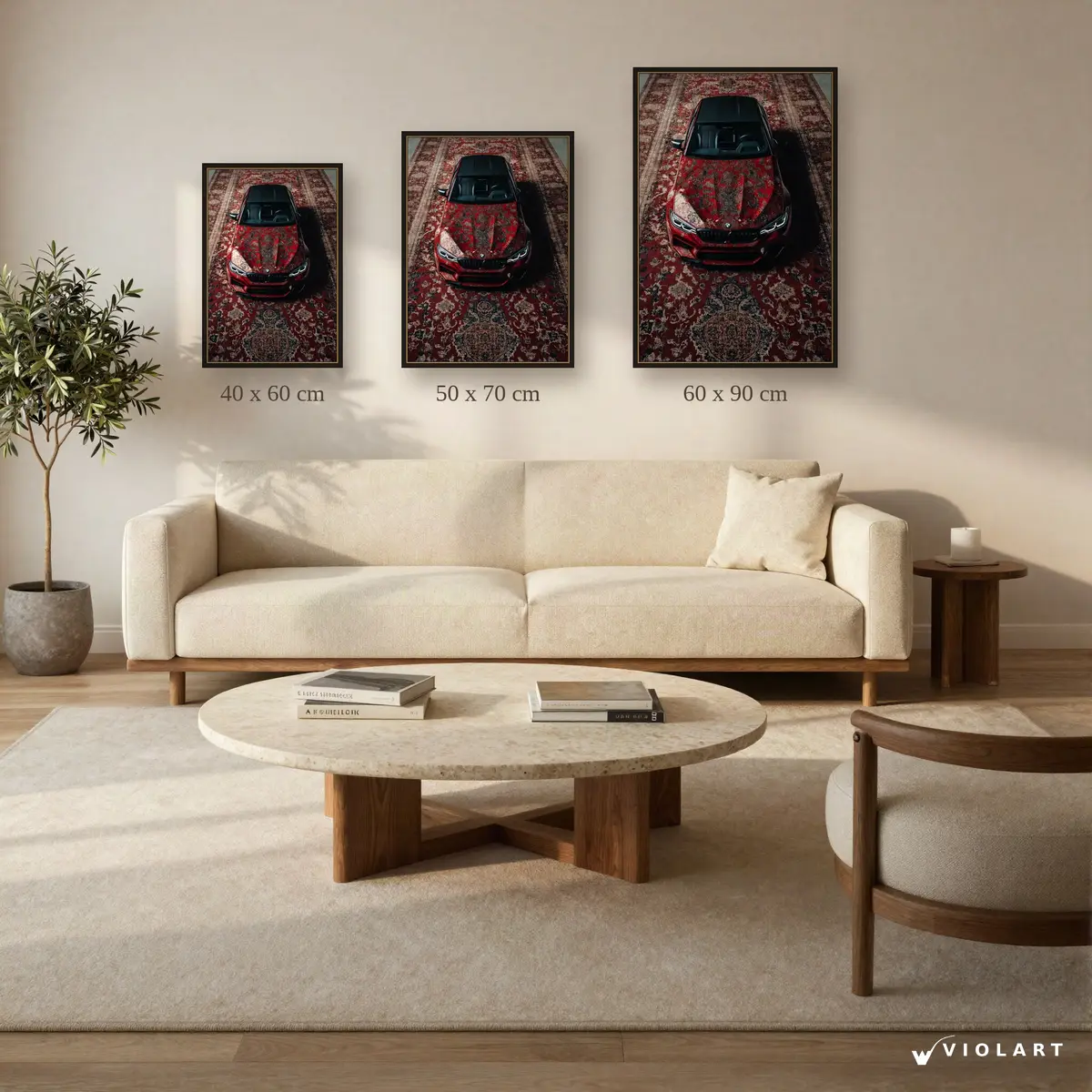 Kızıl Asalet tablosu 40x60, 50x70 ve 60x90 cm ölçü karşılaştırması