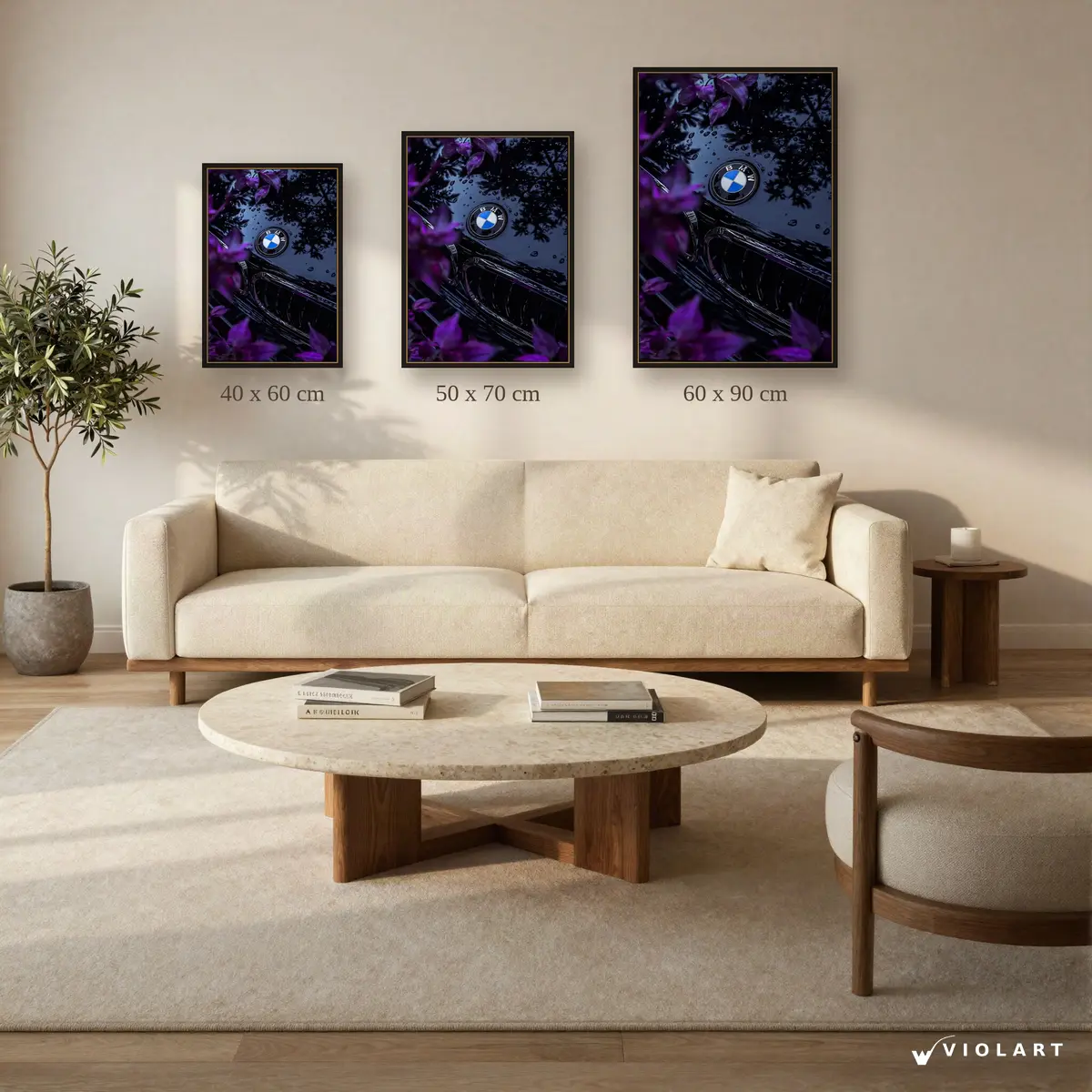 BMW İkonik Amblem ve Böbrek tablosu 40x60, 50x70 ve 60x90 cm ölçü karşılaştırması