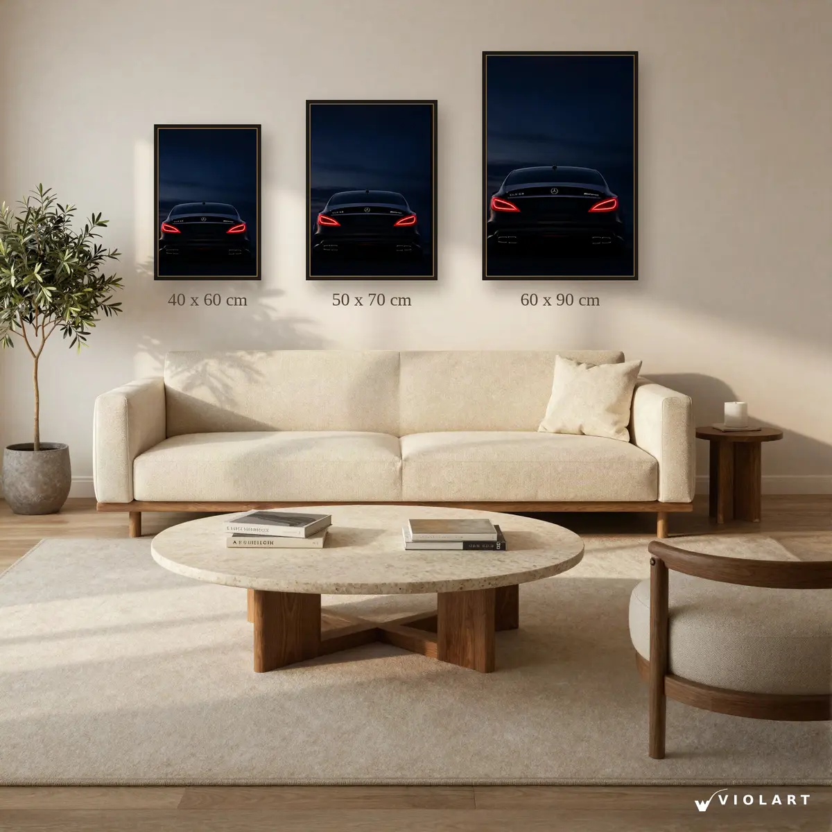 CLS63 AMG İkonik Stop tablosu 40x60, 50x70 ve 60x90 cm ölçü karşılaştırması