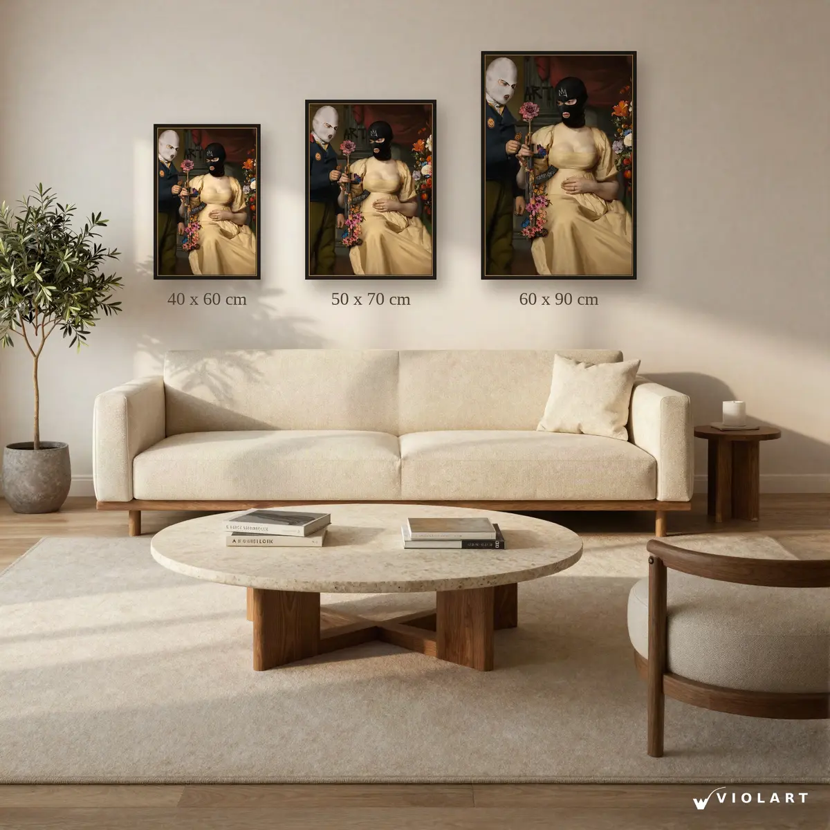 Klasik İsyan tablosu 40x60, 50x70 ve 60x90 cm ölçü karşılaştırması