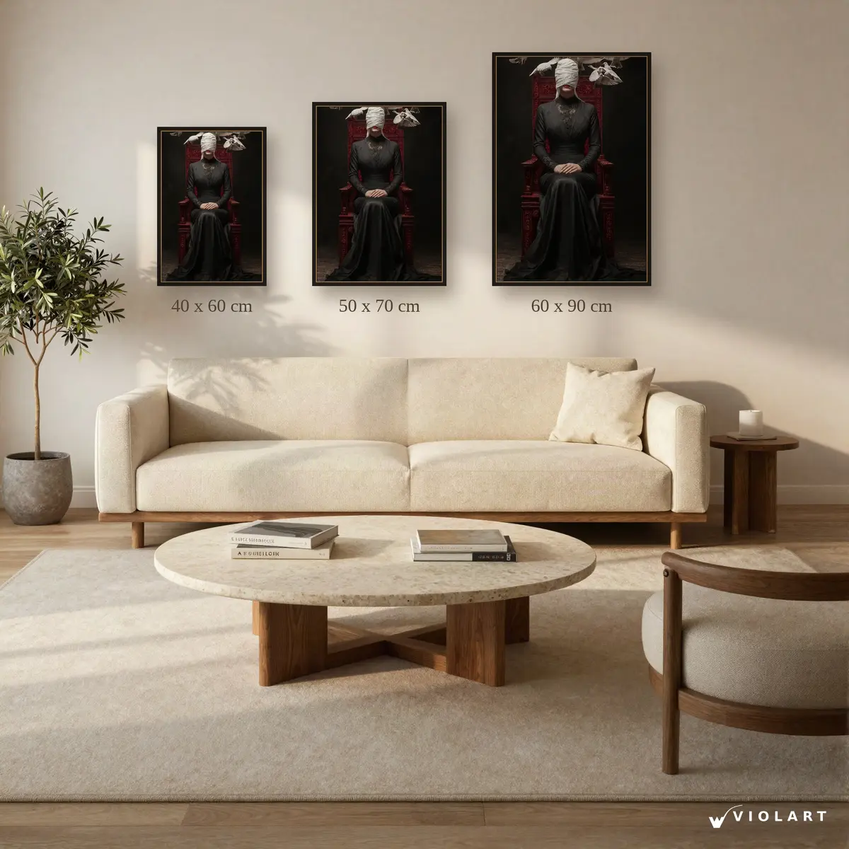Kör Taht tablosu 40x60, 50x70 ve 60x90 cm ölçü karşılaştırması