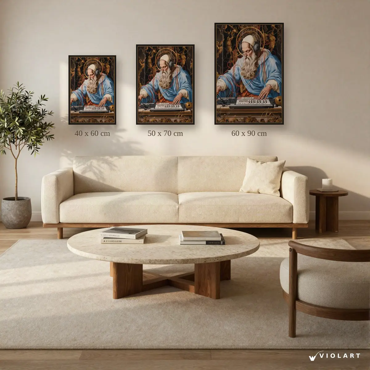 Kutsal Frekans tablosu 40x60, 50x70 ve 60x90 cm ölçü karşılaştırması