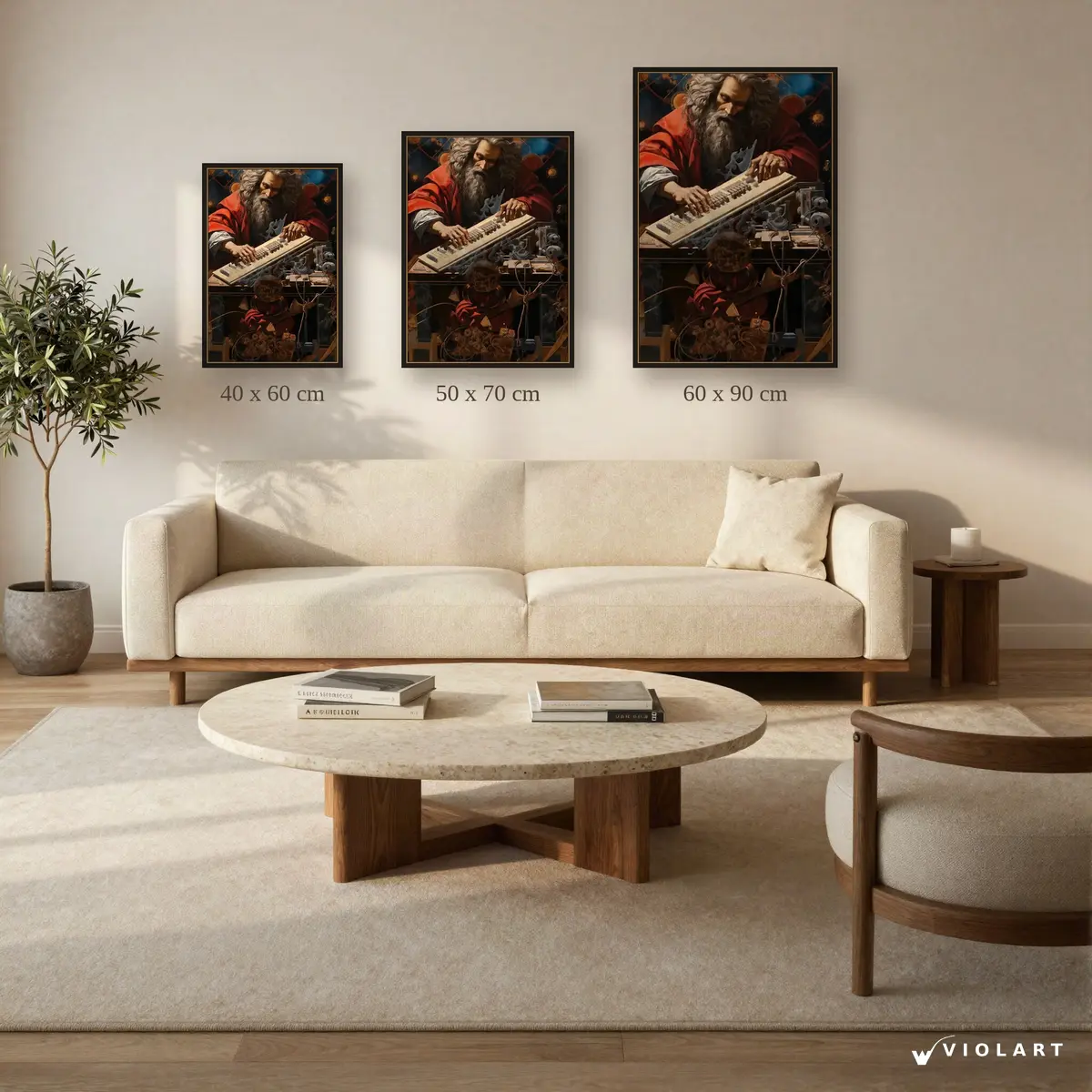 Kozmik Frekans tablosu 40x60, 50x70 ve 60x90 cm ölçü karşılaştırması