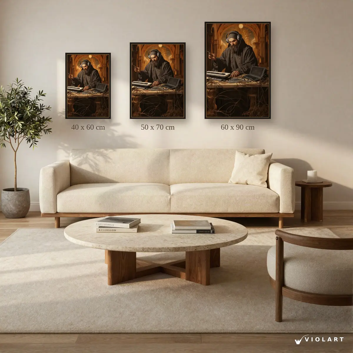 Sessiz Frekans tablosu 40x60, 50x70 ve 60x90 cm ölçü karşılaştırması