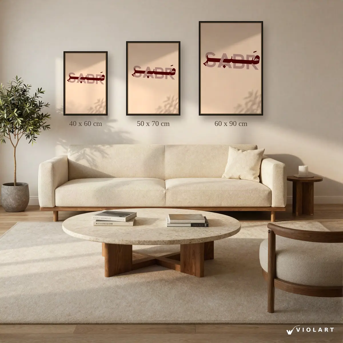 Sabr tablosu 40x60, 50x70 ve 60x90 cm ölçü karşılaştırması