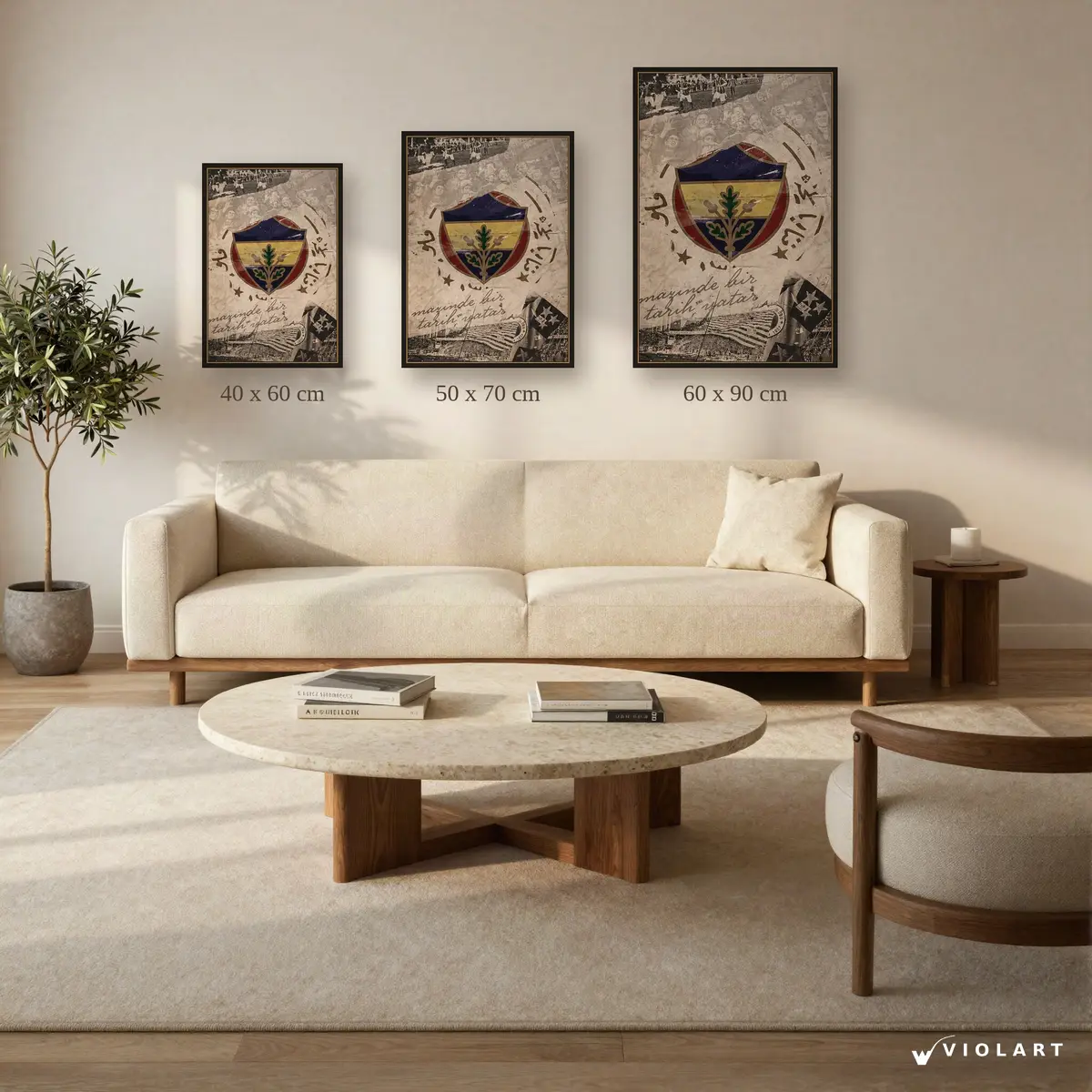 Mazimde Bir Tarih Yatar tablosu 40x60, 50x70 ve 60x90 cm ölçü karşılaştırması